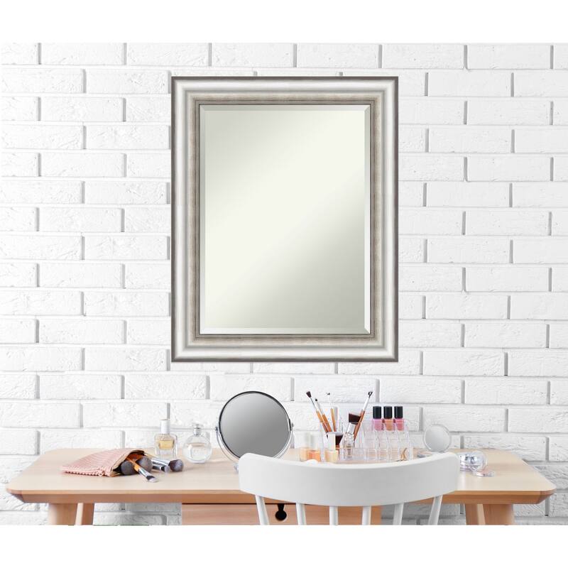 Beveled Wall Mirror - Salon Silver Frame - Salon Silver
