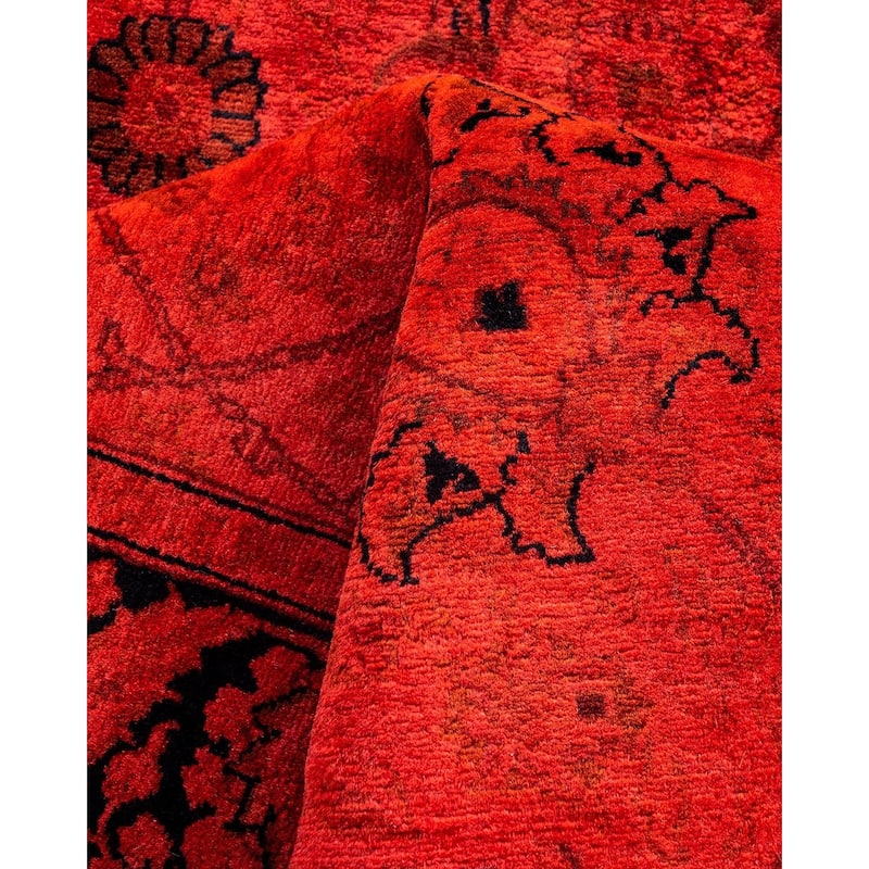 Contemporary Overdyed Wool Hand Knotted Runner - 3' 0" x 8' 5"