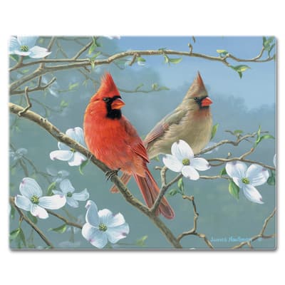 Counter Art Glass Cutting Board / Counter Saver 12"x15", Beautiful Songbirds - 12"x15"
