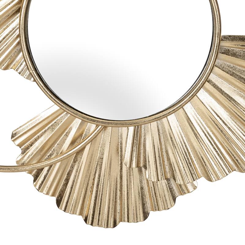 Sagebrook Home Modern Glam Fan Loops Mirrored Wall Decor in Gold Iron and Glass