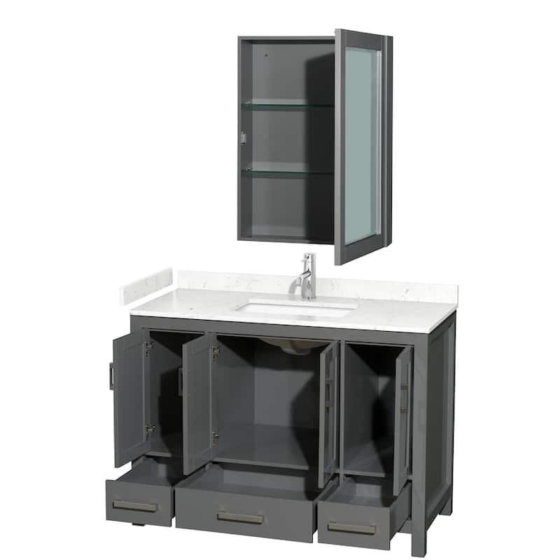 Sheffield Single Bathroom Vanity Set, Cultured Top, Medicine Cabinet