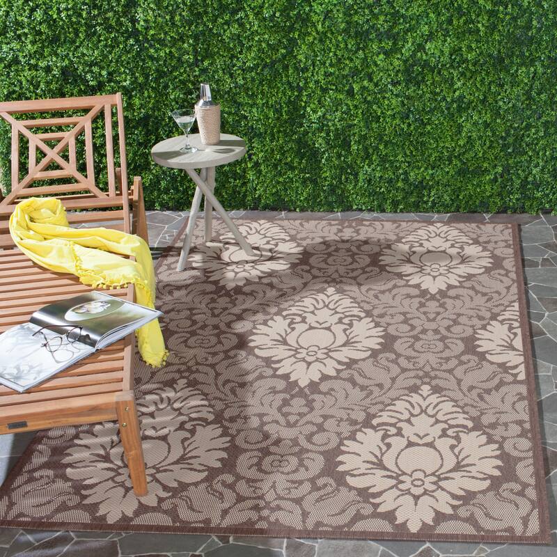 SAFAVIEH Courtyard Willene Boho Indoor/ Outdoor Waterproof Patio Backyard Rug - 2'7" x 5' - Chocolate/Natural