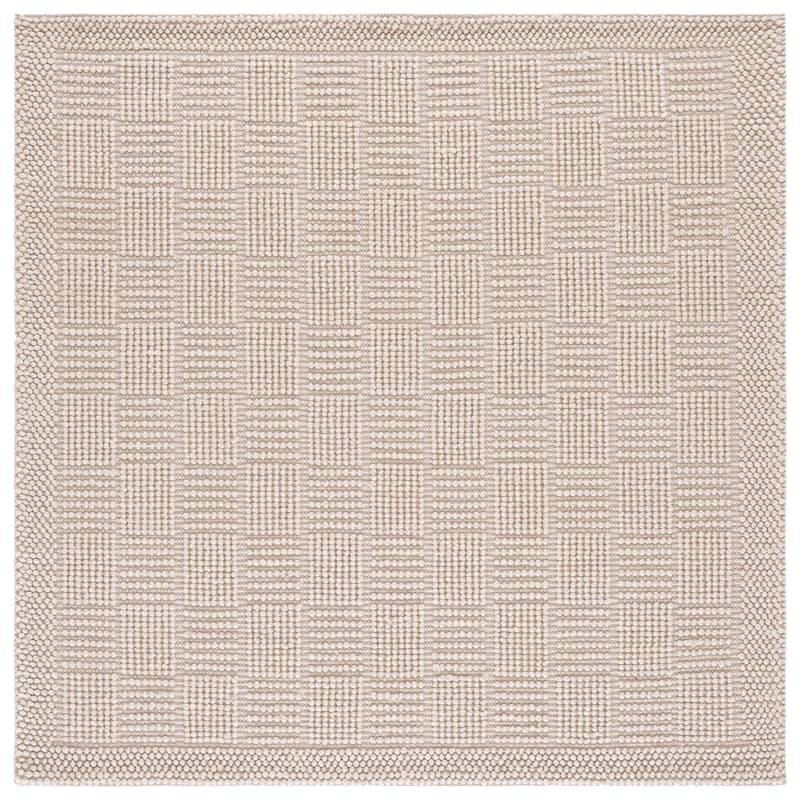 SAFAVIEH Handmade Natura Edmeia Raised Textured Wool Blend Rug - 6' Square - Ivory