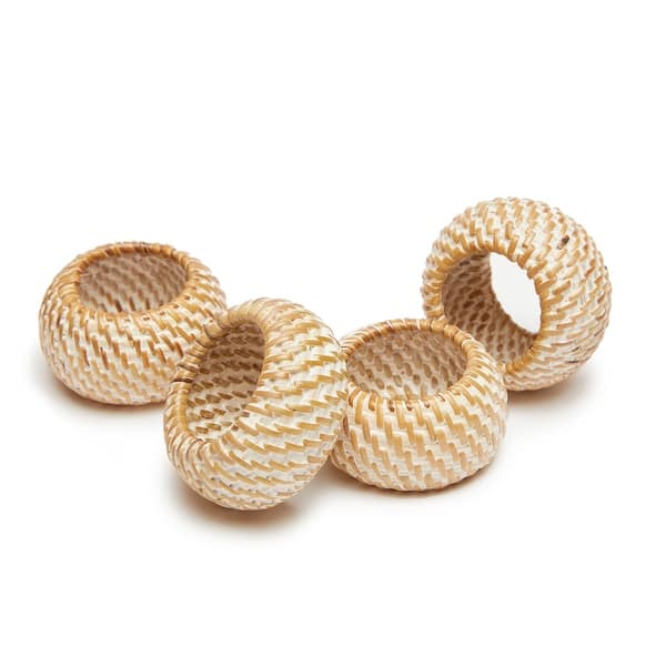 slide 2 of 10, Caravan Eclipse Napkin Ring - Set of 4 - Whitewash - 2.5 x 2.5 Set of 4