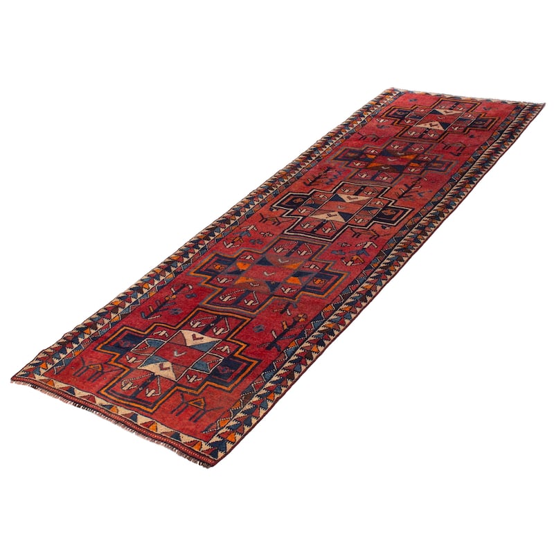 ECARPETGALLERY Hand-knotted Melis Vintage Red Wool Rug - 3'8 x 10'10