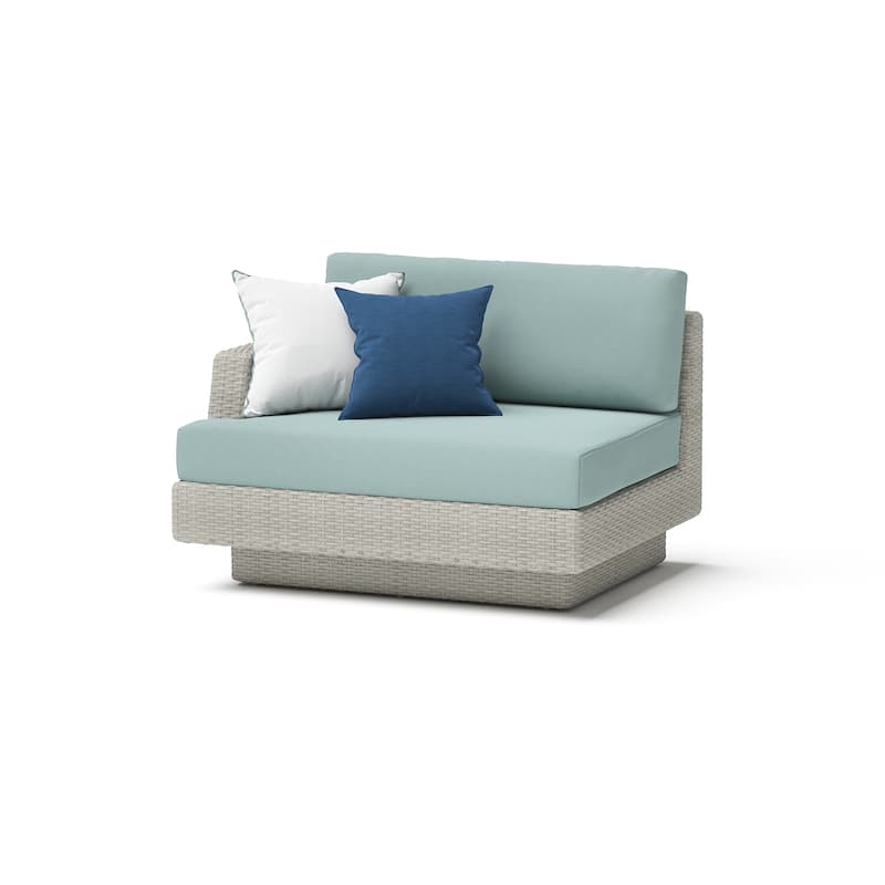 Portofino Comfort 5 Piece Sunbrella Outdoor Patio Sectional Fire Seating Set