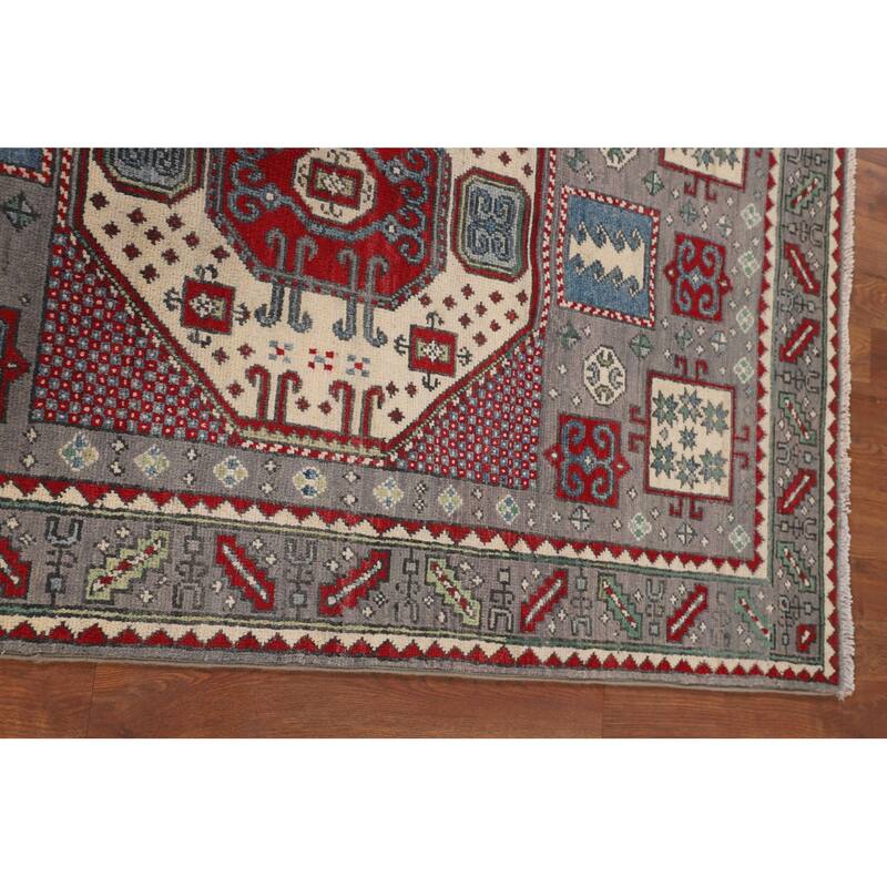 Geometric Kazak Accent Rug Handmade Bedroom Wool Carpet - 3'6" x 5'2"