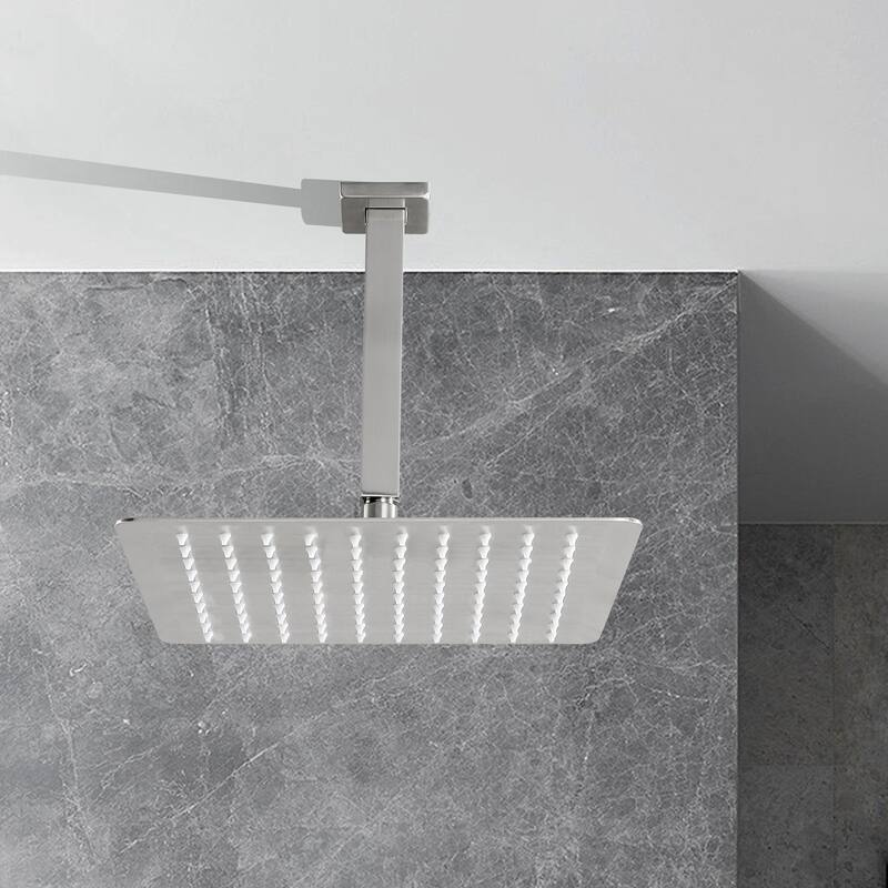 10" Square High Pressure Rain Shower Head,304 Stainless Steel Rain Shower Head - Brushed Nickel