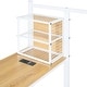 preview thumbnail 11 of 17, White Full Size Metal Bed with Desk, House Bed Frame with Shelves and USB Ports