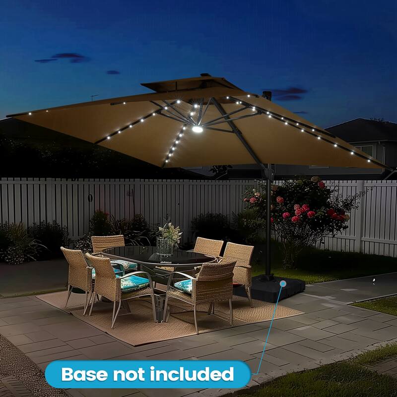 10 FT x 13 FT Outdoor LED Lighted Double Top Patio Cantilever Umbrella