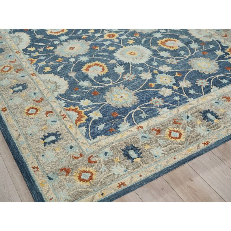 Newport hand-tufted New Zealand Wool Blue/Gray Area Rug - Overstock ...
