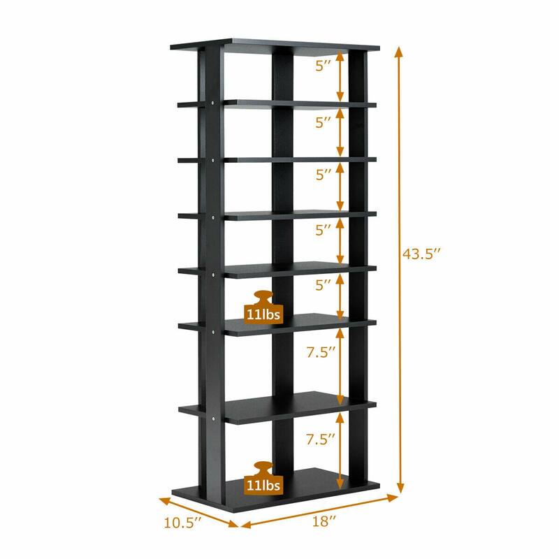 Gymax Patented 7-Tier Dual Shoe Rack Practical Free Standing Shelves