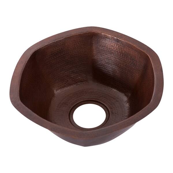 slide 2 of 5, Miseno Hexagon 16" Copper Drop-In or Undermount Bar Sink Hand-Hammered Antique Copper