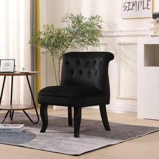 Velvet Upholstered Accent Chair Desk Chair with Sturdy Wood Frame for ...