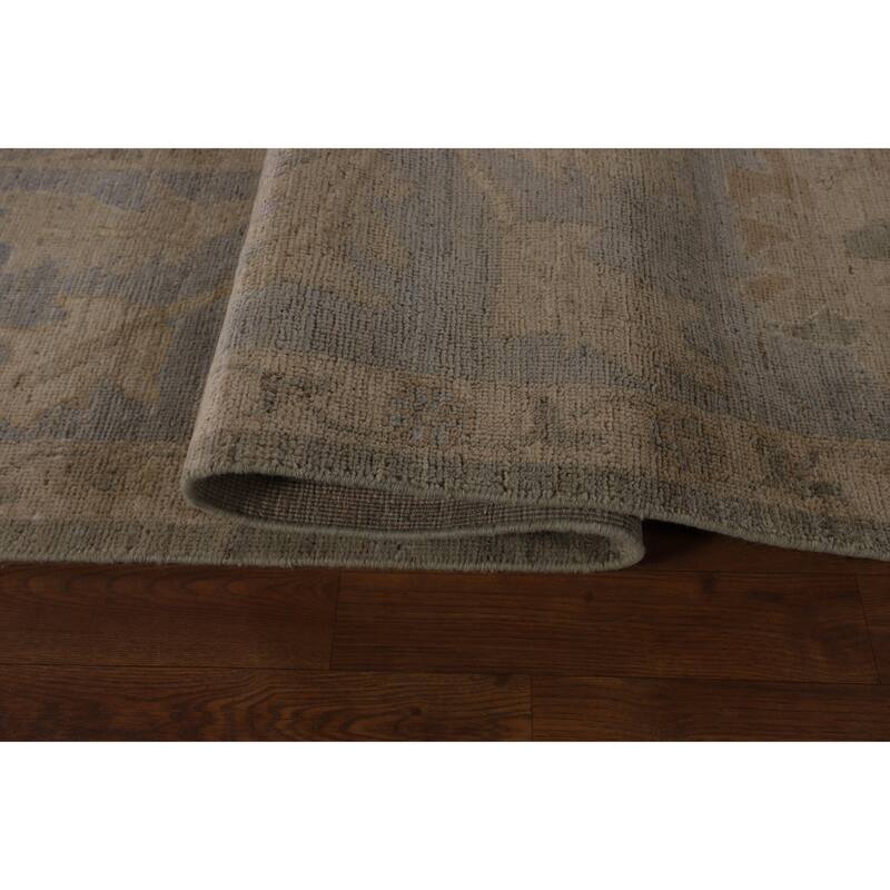 Grey Vegetable Dye Oushak Turkish Large Area Rug Handmade Wool Carpet - 9'11"x 13'10"