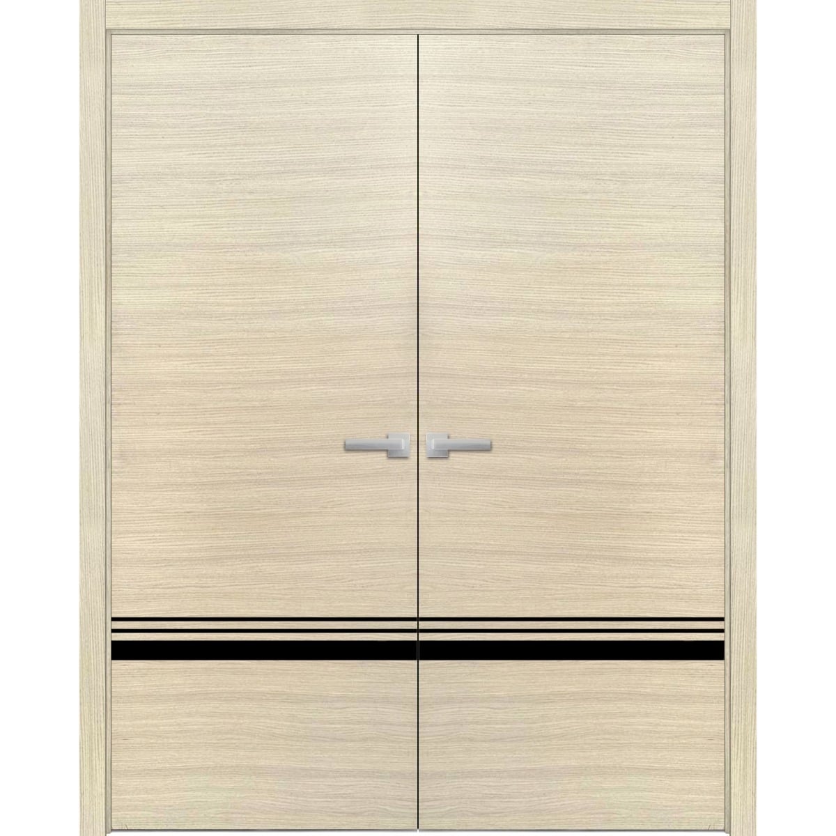 SartoDoors Planum 0012 | Interior French Doors Double French Door | Solid Wood | Hardware Set | 56x80, Natural Veneer