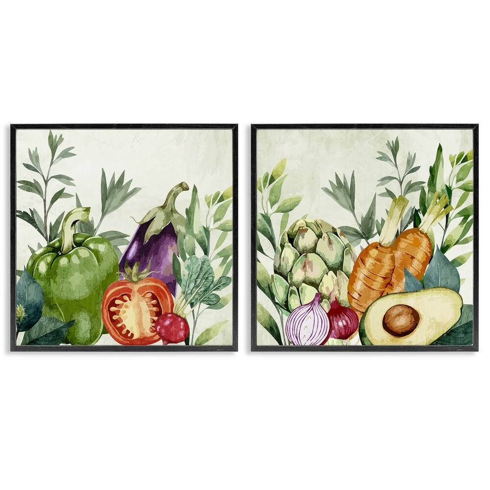 Stupell Country Harvest Vegetables Framed Giclee Art Design By Kim Allen (Set of 2)