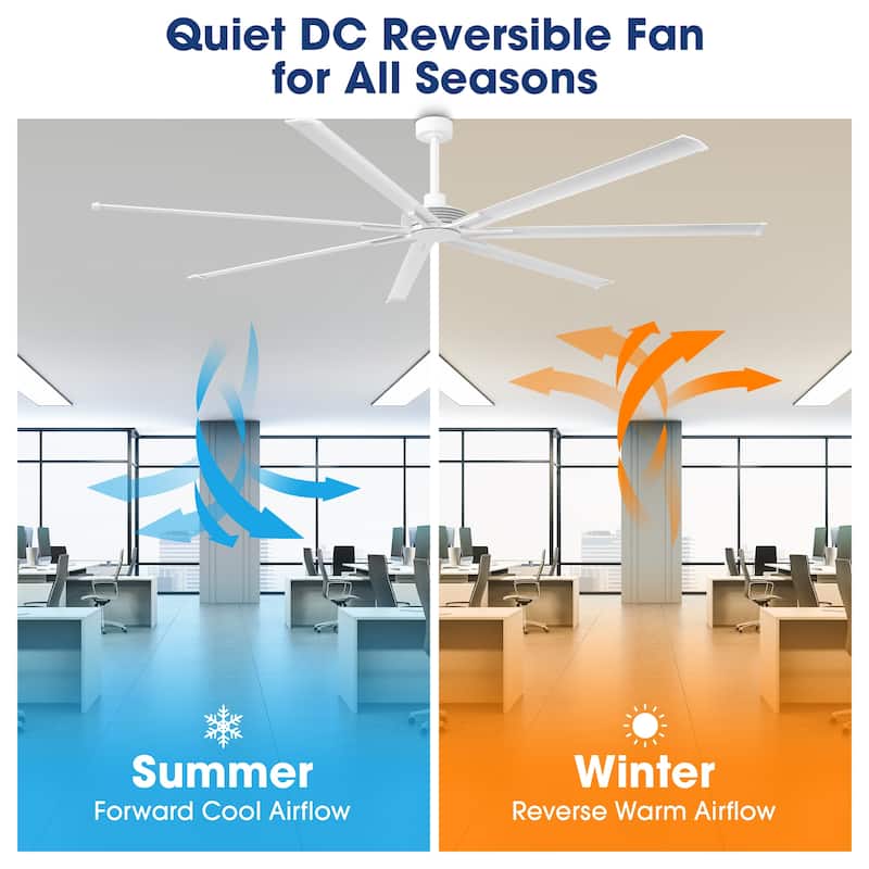 100" Indsutrial Black/ Silver/ White Extra Larger HVLS Commercial Ceiling Fan with Remote - 100" Huge Fan