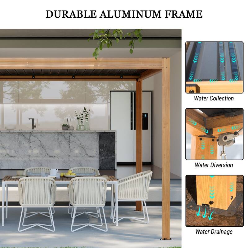 10 x 10 ft Aluminum Louvered Pergola with Adjustable Roof