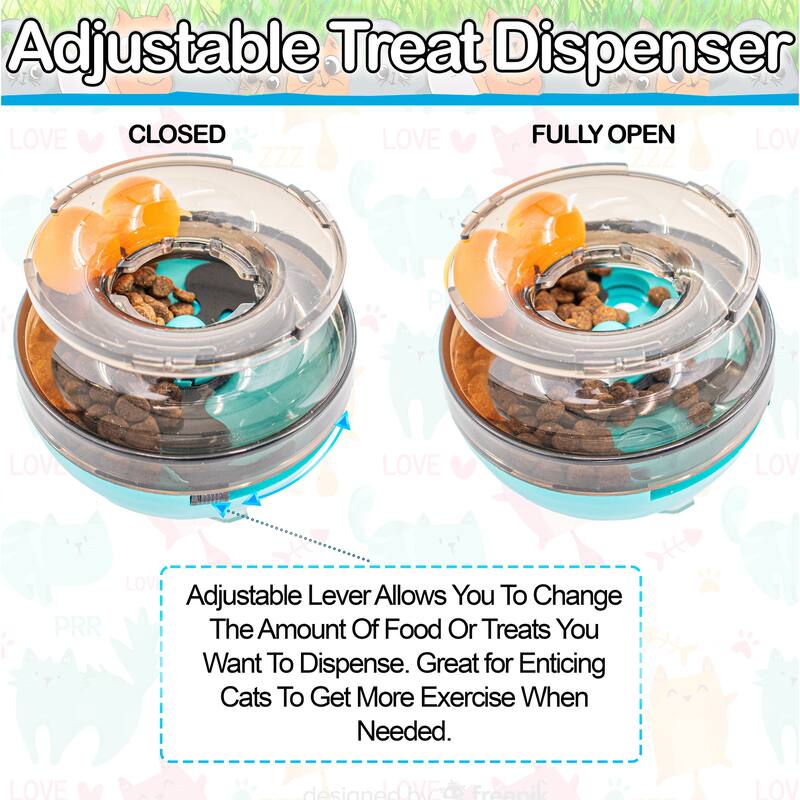 Interactive Cat Treat Puzzle Feeder Toy - Adjustable Slow Food Dispenser with Playful Feline Ball Game & Rattle Ball Wand