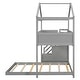 preview thumbnail 8 of 36, Artsy House Roof Shape Design Twin over Full Wood Bunk Bed with Storage Staircase and Blackboard, Solid Construction