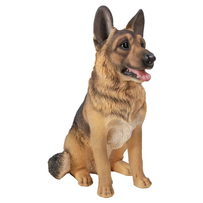 15.5" Small Sitting German Shepherd Outdoor Garden Statue