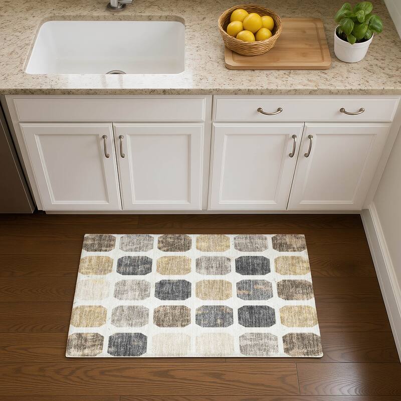 Premium Washable Super Soft Casual Contemporary Mayfield Rug - Ivory - 1'8" x 2'6"