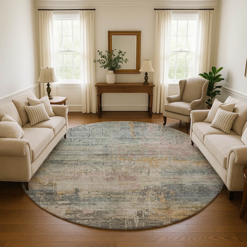 Premium Washable Super Soft Modern Abstract Mayfield Rug - Sage - 8' x 8'