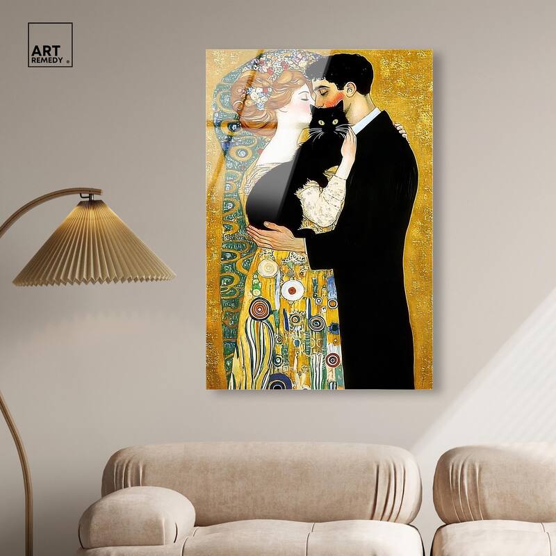 Kiss with Cat Acrylic by Art Remedy, Ready to Hang