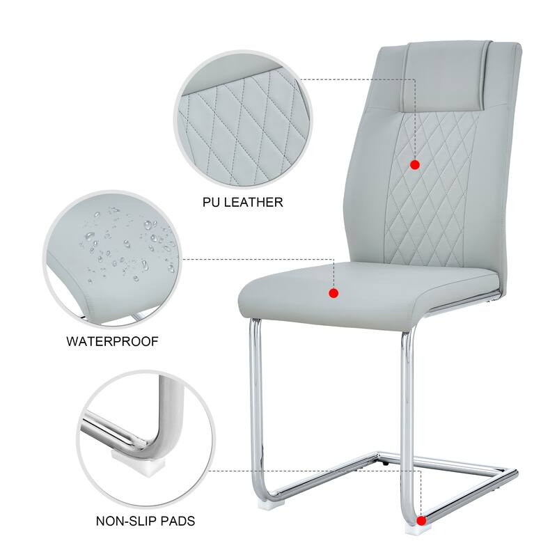 6-Piece Set, Modern Dining Chairs with Faux Leather Upholstered Seats, for Kitchens, Living Rooms and Dining Rooms, Light Gray