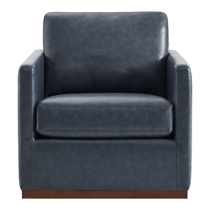 Spruce & Spring Modern Swivel Accent Chair with Wooden Base