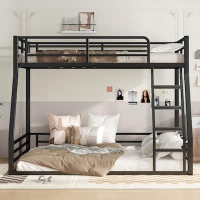Metal Heavy-Duty Twin over Full Floor Bunk Bed