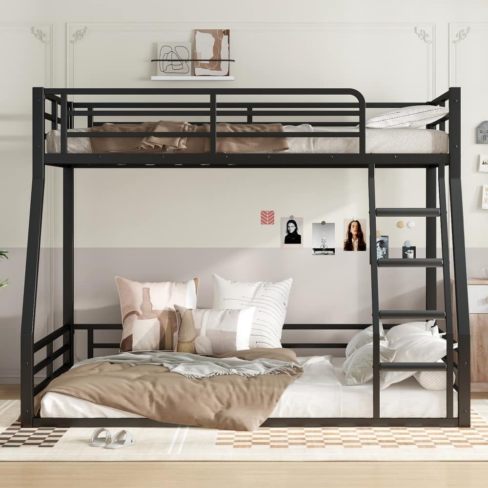 Metal Heavy-Duty Twin over Full Floor Bunk Bed