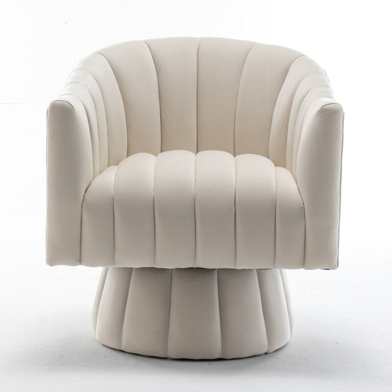 SEYNAR Modern Glam Velvet Upholstered Round 360 Degree Swivel Accent Barrel Chair Set of 2