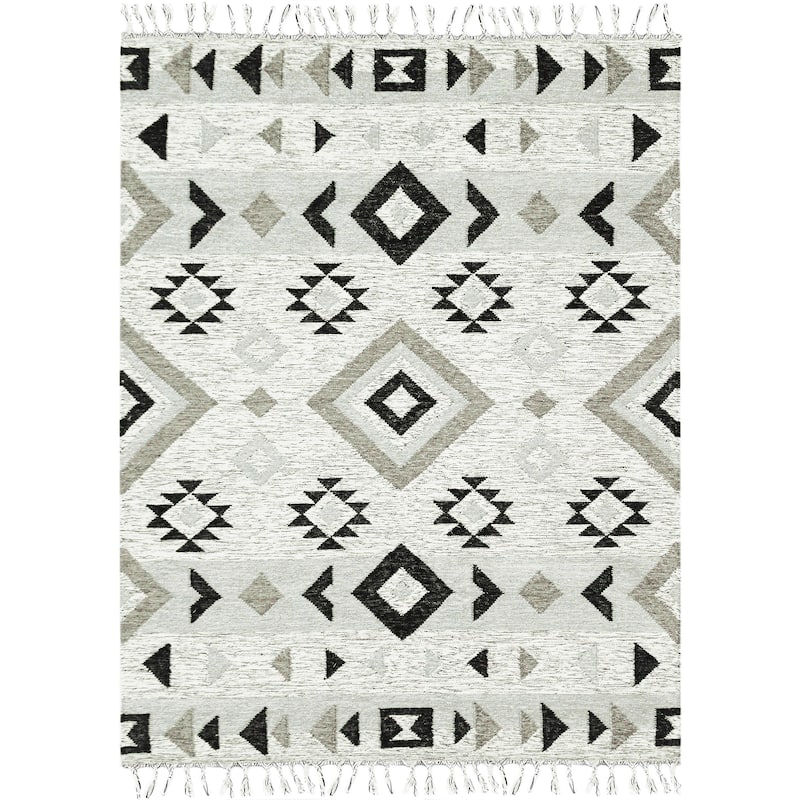 The Curated Nomad Southwestern Silver Flatweave Area Rug