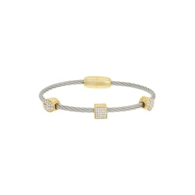 Juvell Gold Plated Cubic Zirconia Twisted-Cable Bangle Bracelet