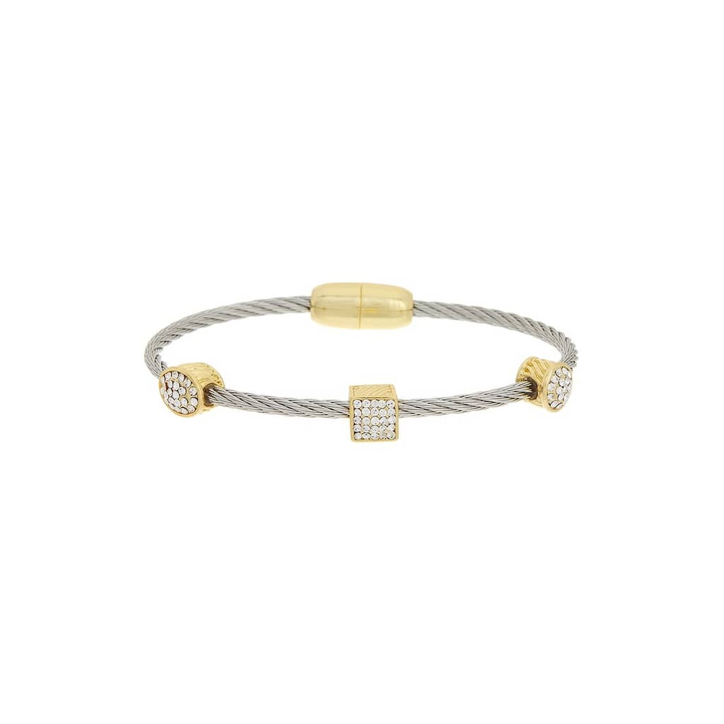 Juvell Gold Plated Cubic Zirconia Twisted-Cable Bangle Bracelet