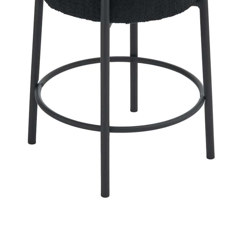 Set of 2 Contemporary Round Upholstered Dining Stools, Bar Stools