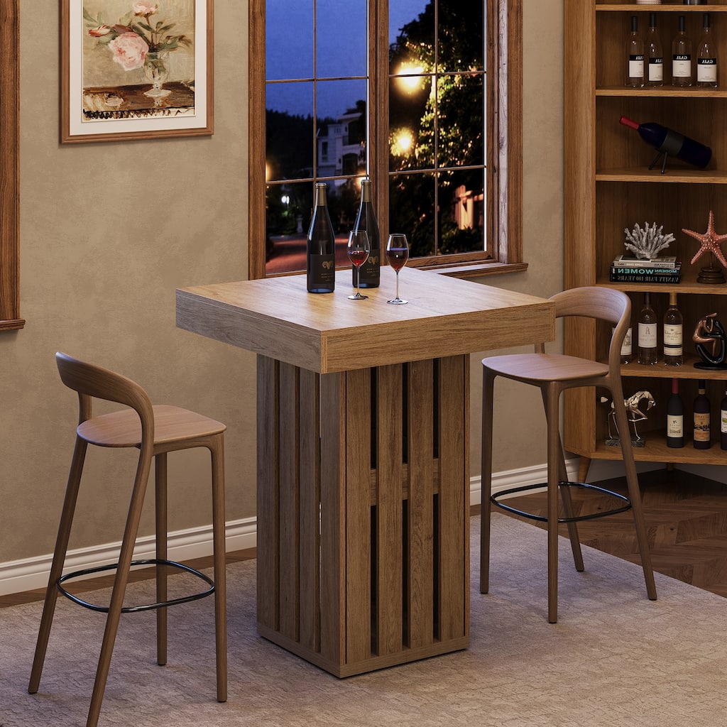 39.8" Square Bar Table, Modern Farmhouse Counter Height Pub Bistro Table