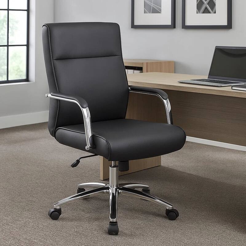 Megh Rolling Executive Conference Chair, Black Vinyl, Spring Tilt