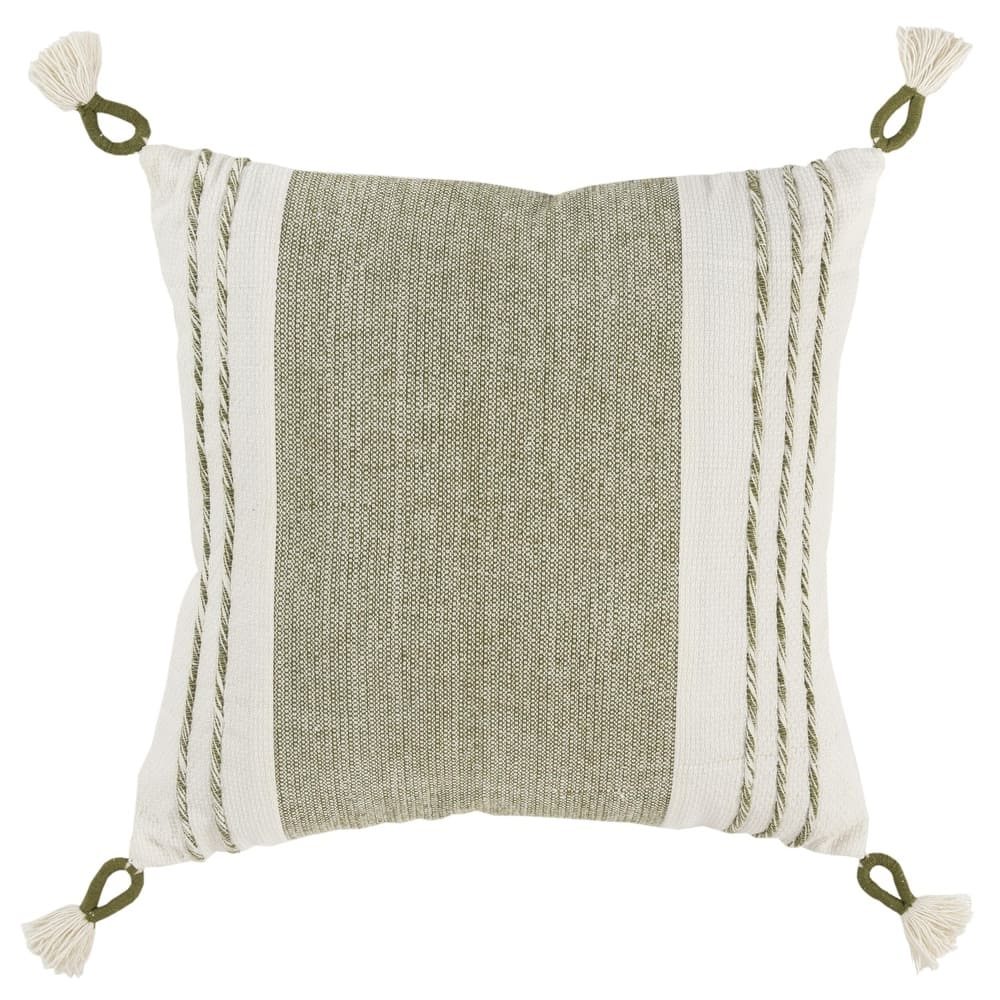 Rizzy Home Woven Striped Square Throw Pillow with Tassels, 20x20