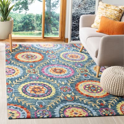 SAFAVIEH Handmade Suzani Bianca Boho Tribal Wool Rug