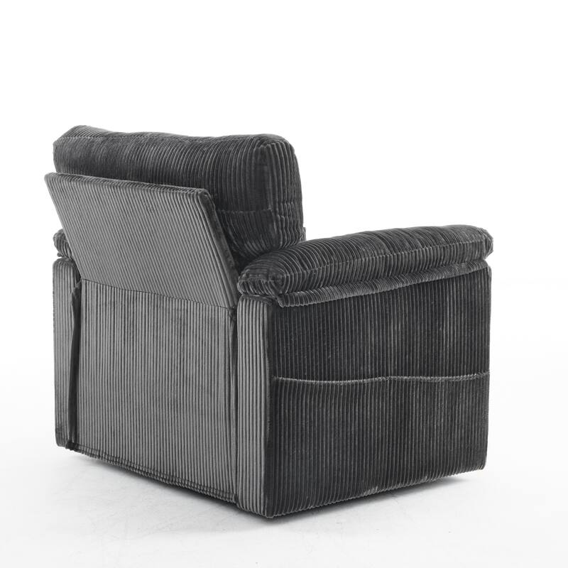 33 Inch Oversized Swivel Corduroy Lounge Chair - Grey Chenille Single Sofa Chair for Various Spaces