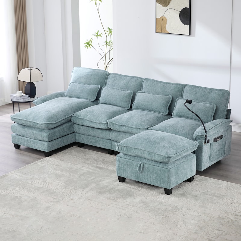GDFStudio - Lara 106" U Shape Sectional Sofa Cloud Couch for Living Room