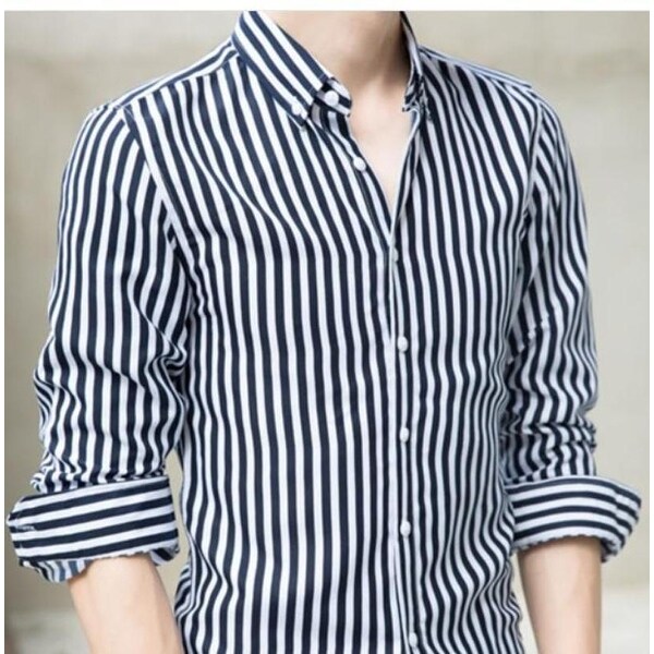 white and blue stripped shirt
