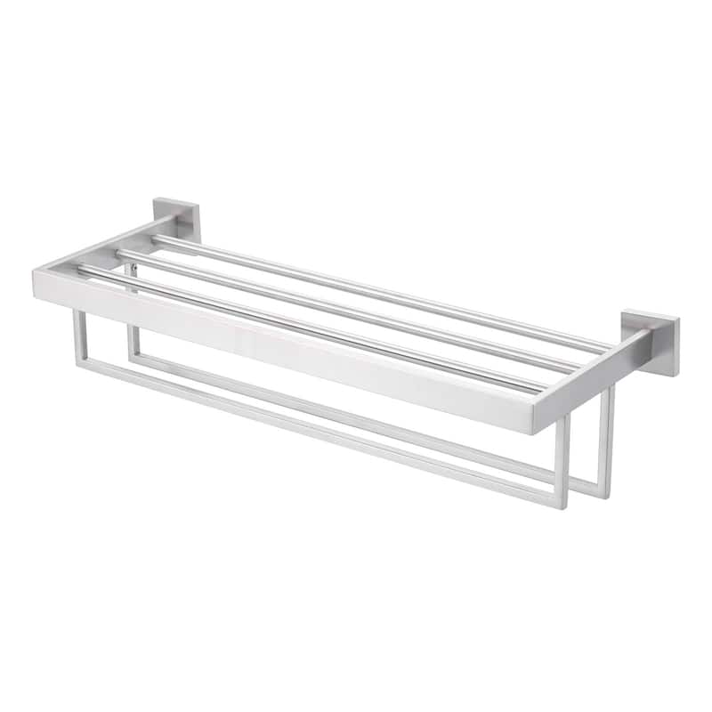 WOWOW 2-Tier Stainless Steel Bath Towel Rack - 24 in. - Brushed Nickel