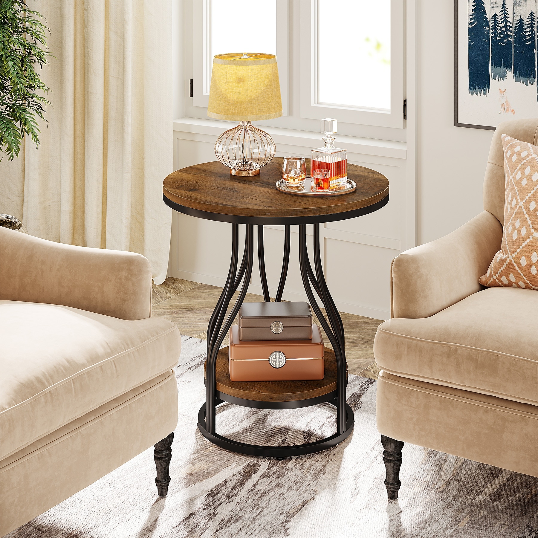 ON-U LIFEオンユーライフROUND SIDE TABLE PREMIUM Round-Side-Table-White-Gold-