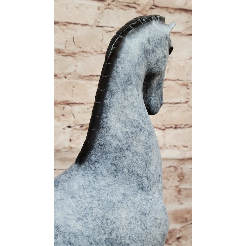 Bronze Horse Statue - Minimalist Equestrian Sculpture Decor Signed Art