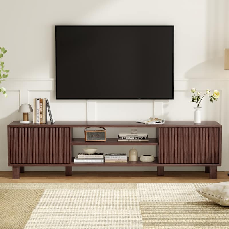 Modern TV Stand for Up to 70" TVs, Large Media Console with Storage & Open Shelves, Stylish Entertainment Center