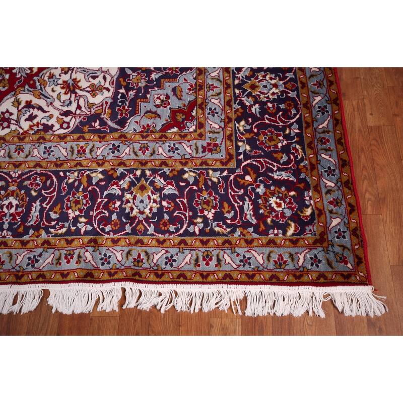 Traditional Red Kashan Turkish Rug Living Room Machine Made Carpet - 9'7" x 12'10"